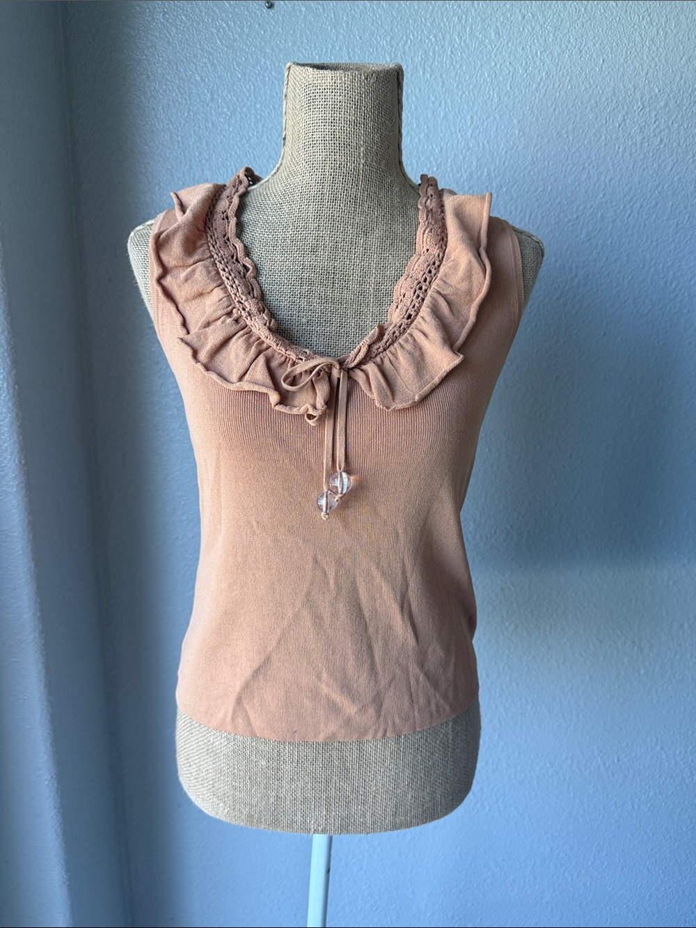 Joseph Blush Ruffle Crochet-Trim Tank